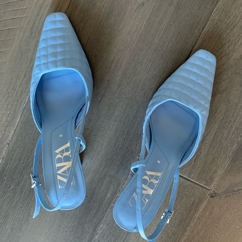 Blue ZARA quilted heels